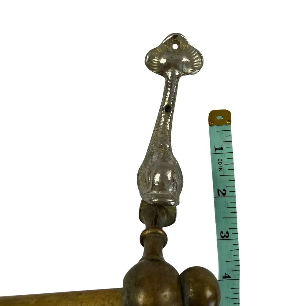 Vintage Koi Fish Dolphin Heraldic Brass Towel Bar Rack Holder MCM 14.5W